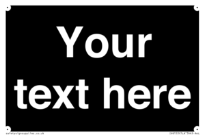 Custom blank information sign. Plain text, black background